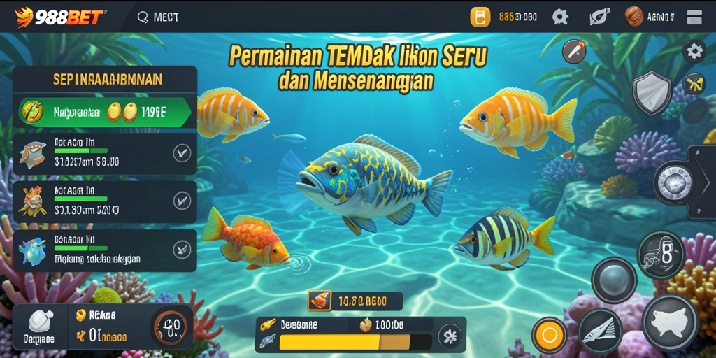 Tangkapan layar utama 988BET menampilkan aksi seru dalam permainan Tembak Ikan.