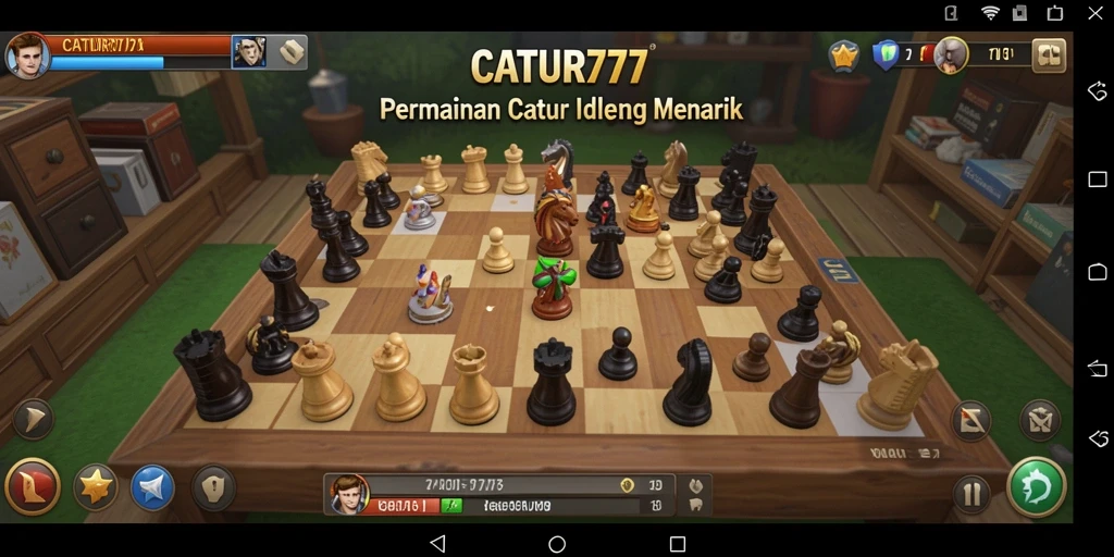 Tangkapan layar menunjukkan tampilan dinamis gameplay catur Idle.