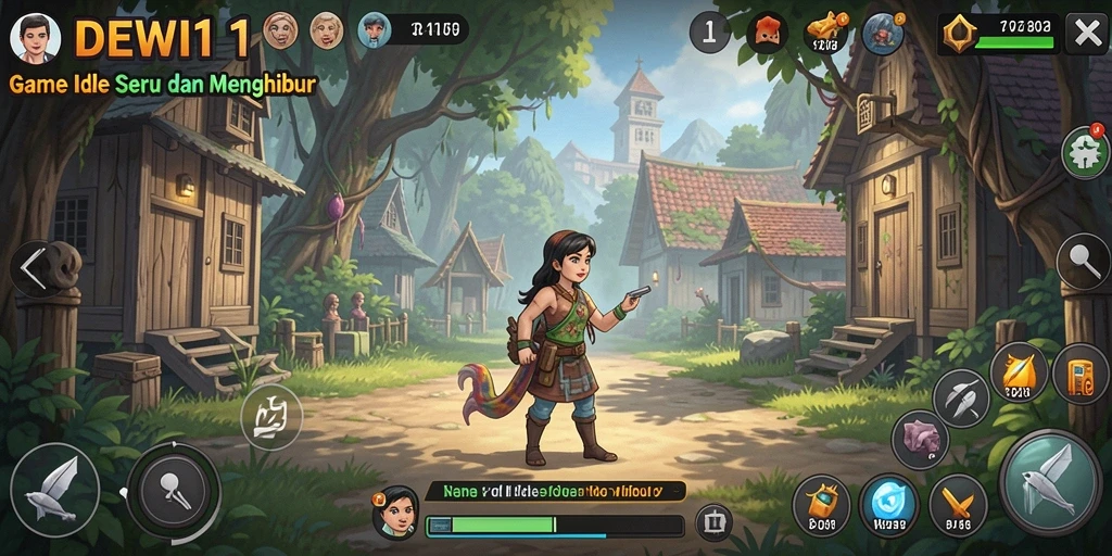 Tampilan gameplay DEWI11 yang menarik dengan mekanisme Idle yang menyenangkan.