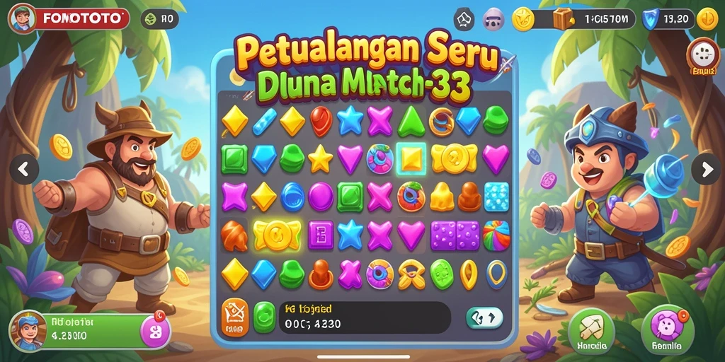 Tampilan gameplay menarik dari FOMOTOTO dengan elemen Match-3.