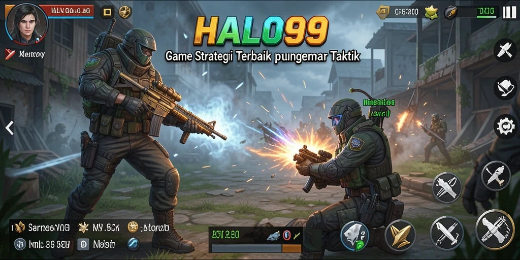 Tangkapan layar utama HALO99 menampilkan aksi strategi yang mendebarkan.
