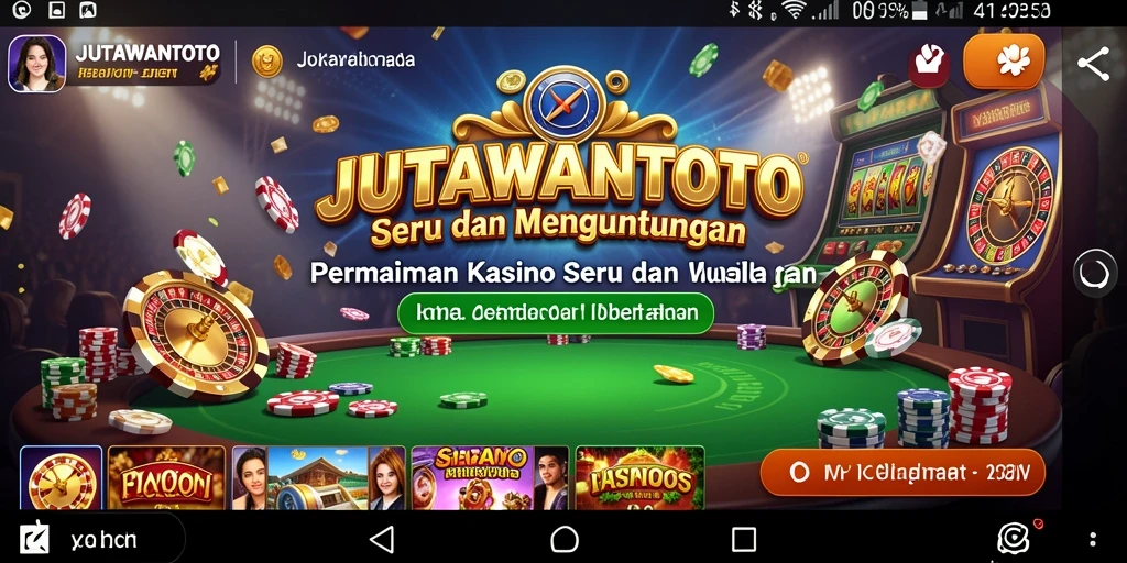Screenshot gameplay seru JUTAWANTOTO menampilkan pengalaman Kasino yang menarik.