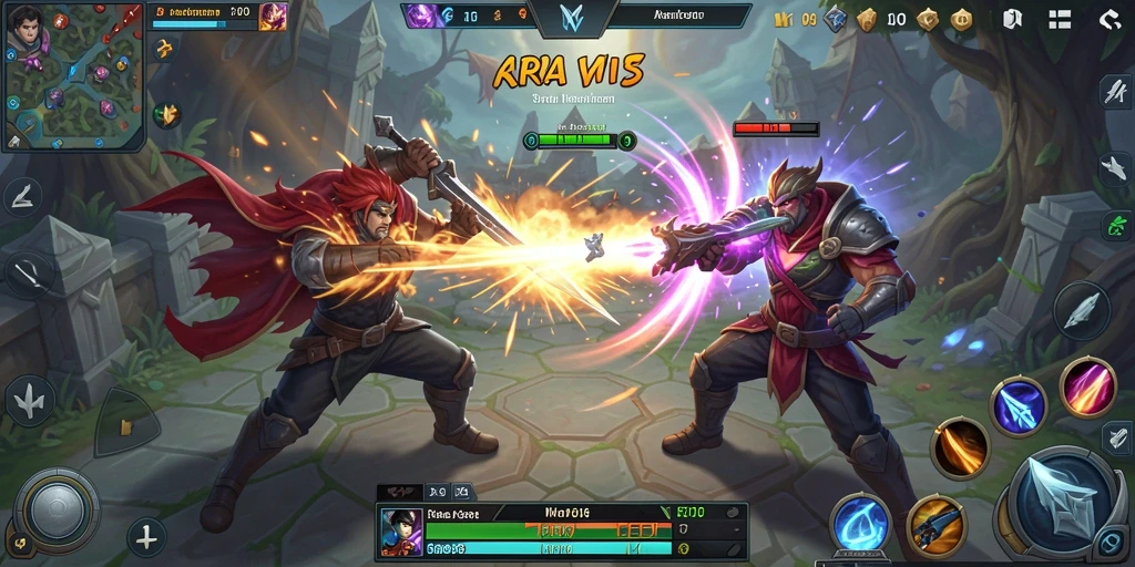 Tangkapan layar menunjukkan aksi seru dalam gameplay MOBA.