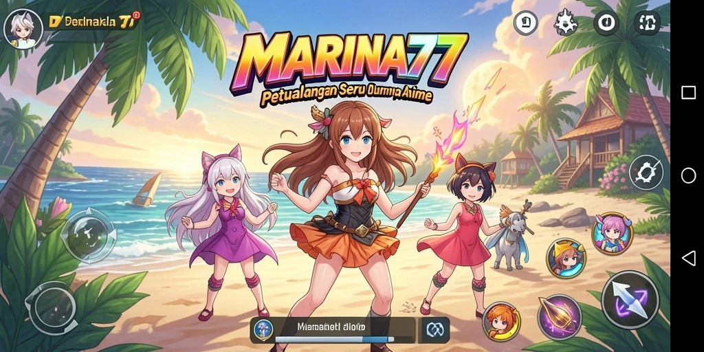 Tangkapan layar permainan MARINA77 menunjukkan aksi karakter yang dinamis.