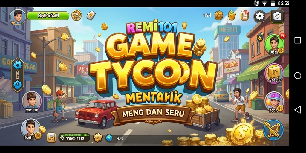 Tampilan gameplay REMI101 yang seru dan menarik dalam mengelola bisnis.