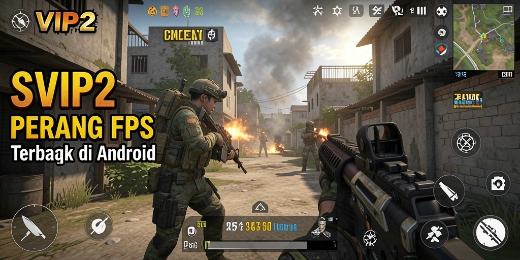 Tampilan gameplay seru dan menegangkan dalam SVIP2, menampilkan aksi tembak-menembak yang intens.